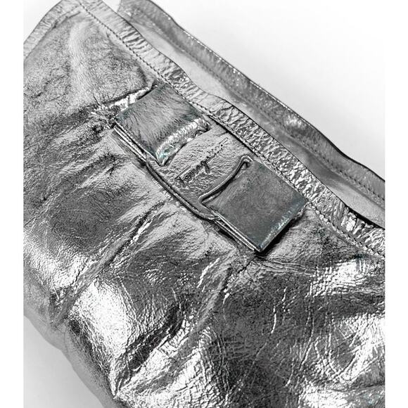 FERRAGAMO Silver Metallic Barra Shoulder Bag A-A29691 - Picture 11 of 13